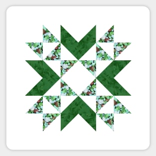 Traditional vintage quilt block pattern green Sticker